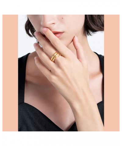 Multi layer Finger Ring Stainless Steel 18K Gold Plated stackable Midi Rings for Women Girls Size 6/7/8 Double Circle-US8 $10...