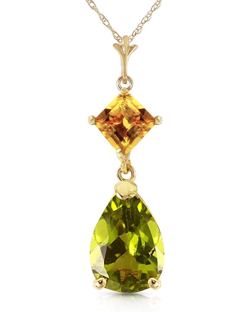 14k Yellow, White, Rose Gold Natural Citrine and Peridot Drop Pendant Necklace Yellow Gold 14.0 Inches $99.72 Necklaces