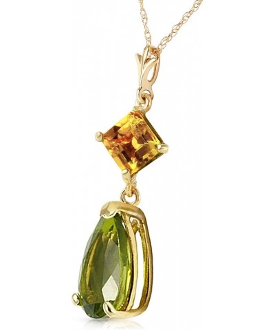 14k Yellow, White, Rose Gold Natural Citrine and Peridot Drop Pendant Necklace Yellow Gold 14.0 Inches $99.72 Necklaces