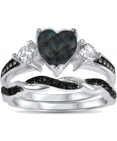 His Hers Wedding Ring Set TRIO 3 PCS Simulated Black Topaz Bridal Set Silver Black Titanium Him Her Her 8 - His 13 $49.39 Sets