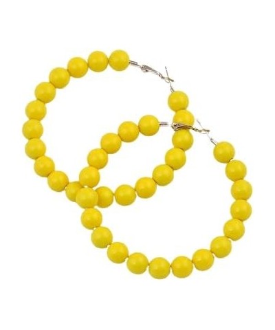 Colorful Circle Round Beaded Hoop Earrings Bohemian Beaded Earrings Chic Dangle Earrings For Women And Girls Yellow $4.60 Ear...