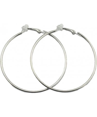 Clip On Big Extra Large Fake Round Hoop Earrings for Women Teen Girls Non Pierced No Piercing Ear Fashion Simple Circle Huggi...