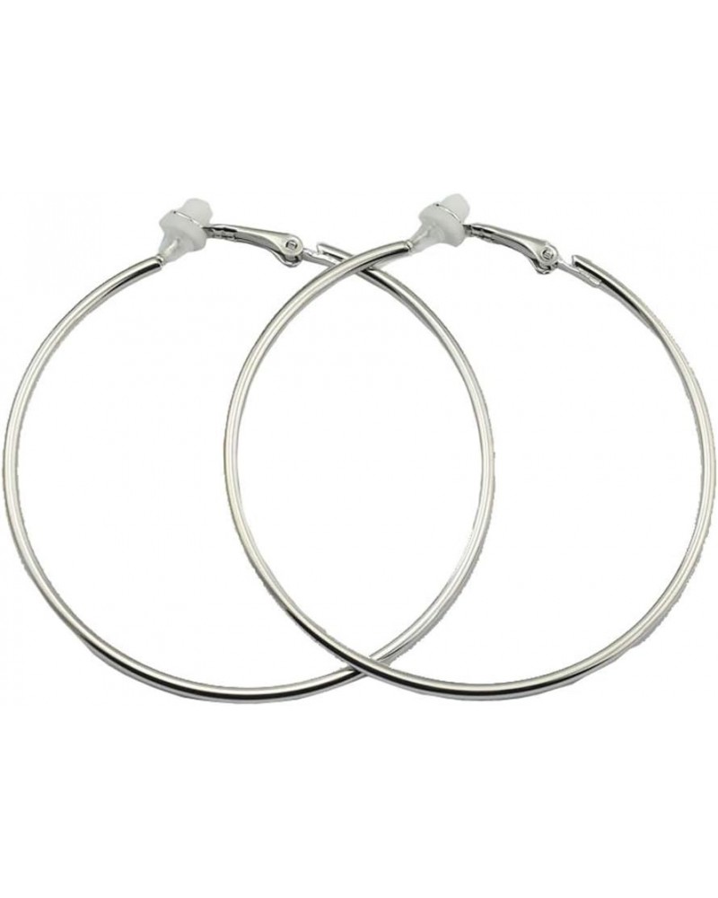 Clip On Big Extra Large Fake Round Hoop Earrings for Women Teen Girls Non Pierced No Piercing Ear Fashion Simple Circle Huggi...