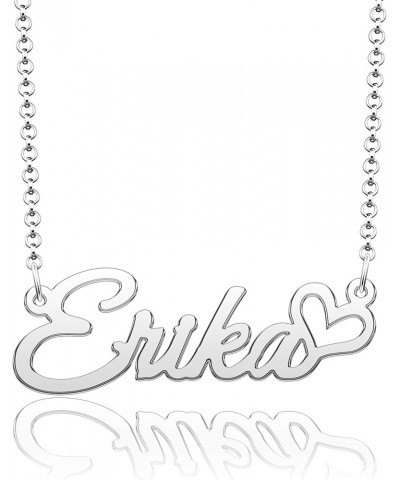 Personalized Name Necklace Heart Symbol Copper Jewelry for Girls Name Necklace for Women Gold Name Necklace Erika-Sliver $10....