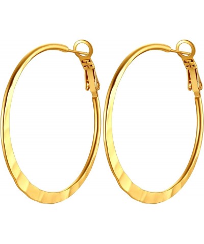 Stainless Steel Hoop Earrings, Minimalist and Chic Jewelry, Black/18K Real Gold Plated Trendy Hoops for Women, Round Earrings...