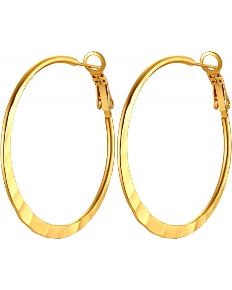 Stainless Steel Hoop Earrings, Minimalist and Chic Jewelry, Black/18K Real Gold Plated Trendy Hoops for Women, Round Earrings...