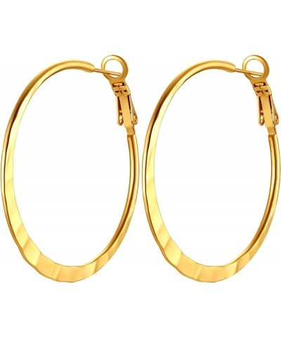 Stainless Steel Hoop Earrings, Minimalist and Chic Jewelry, Black/18K Real Gold Plated Trendy Hoops for Women, Round Earrings...