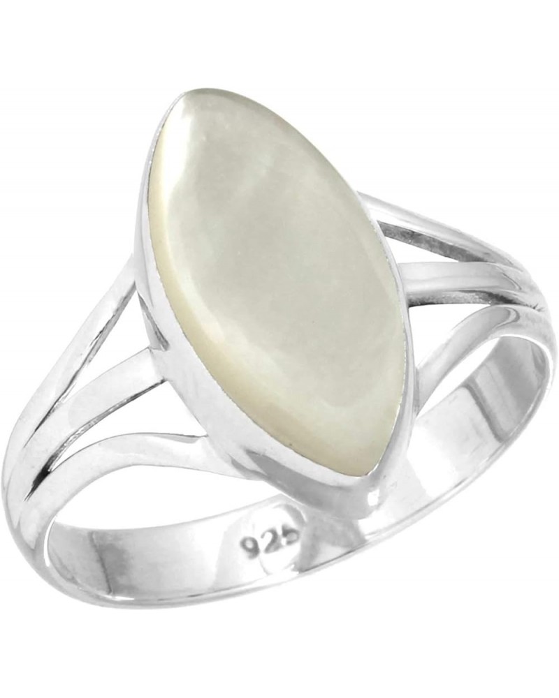 925 Sterling Silver Statement Ring for Women 8x16 Marquoise Gemstone Handmade Jewelry for Gift (99108_R) Mother Of Pearl $20....