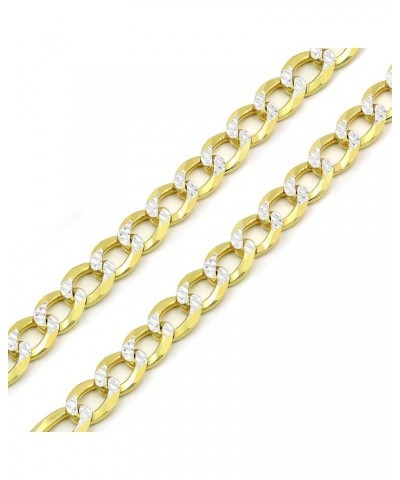 925 Italian Sterling Silver 2.5mm - 10.5mm Solid Cuban Diamond Cut Chain, ITProLux Yellow Gold Plated Pave Curb Link Necklace...