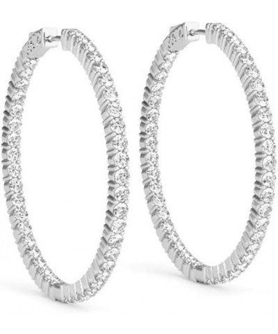 Diamond Hoop Earrings for Women with 1-10 CTW Lab-Grown Diamond Earrings in 14K Real Gold, E-F VS1-VS2 5.16 Carat White Gold ...