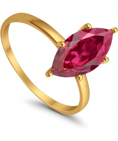 Solitaire Wedding Engagement Ring Marquise Shape Cubic Zirconia 925 Sterling Silver Yellow Tone, Simulated Ruby CZ $14.78 Rings