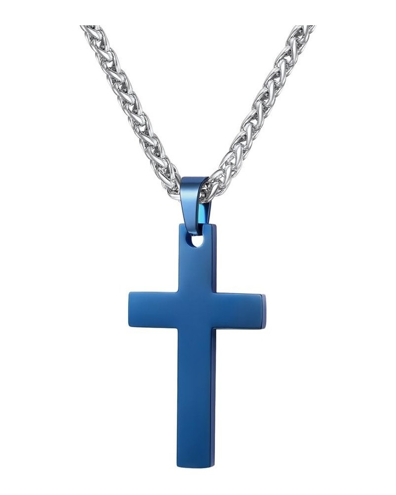 Cross Necklace for Men Women, 316L Stainless Steel，Gold/Silver/Black/Rose Gold/Blue Tone, Hypoallergenic, Two Sizes, Come Gif...