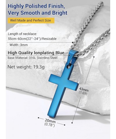 Cross Necklace for Men Women, 316L Stainless Steel，Gold/Silver/Black/Rose Gold/Blue Tone, Hypoallergenic, Two Sizes, Come Gif...