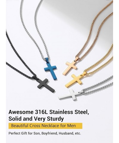 Cross Necklace for Men Women, 316L Stainless Steel，Gold/Silver/Black/Rose Gold/Blue Tone, Hypoallergenic, Two Sizes, Come Gif...