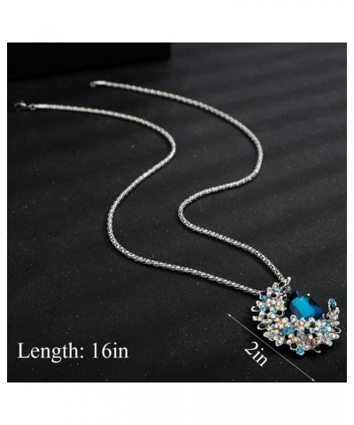 Blue Moon and Teardrop Pendant Long Necklace Statement Rhinestone Sweater Chain Choker Necklace Elegant Galaxy Jewelry Access...