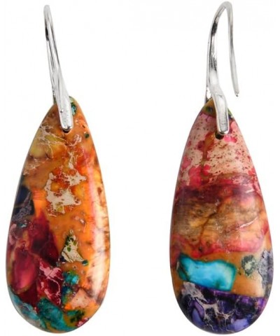 Imperial Jasper Stone Drop Earrings for Women Geometry Leaf Shape Waterdrop Jewelry Type4 $8.31 Earrings