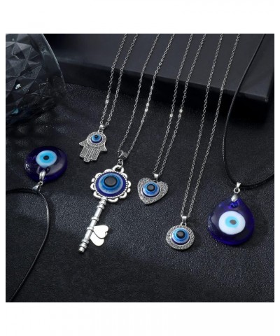 Evil Eye Necklace Pendant Love Heart Palm Key Necklace Bracelet Earrings Set Lucky Protection Ojo Turco Jewelry for Women Gir...