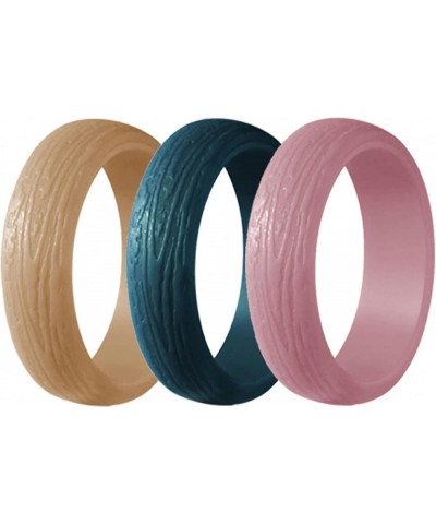 5.7 mm Silicone Ring Tree Bark Grain Men and Women's Sports Ring Flexible Silicone Couple Wedding Jewelry 3 pcs-2 $8.88 Rings