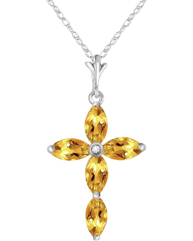 14k Solid Yellow, White, Rose Gold Genuine Diamond and Citrine Cross Pendant Necklace White Gold 22.0 Inches $124.64 Necklaces