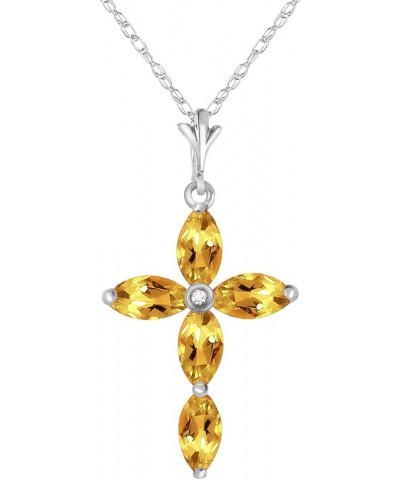 14k Solid Yellow, White, Rose Gold Genuine Diamond and Citrine Cross Pendant Necklace White Gold 22.0 Inches $124.64 Necklaces