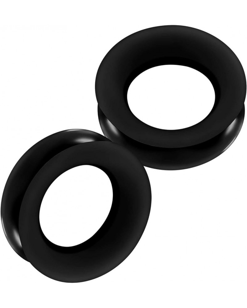 2PCS Silicone Black Double Flared Saddle Stretcher Ear Tunnel Gauge Plug Earring Lobe Piercing Jewelry Pick Size P:2PCS-1-11/...