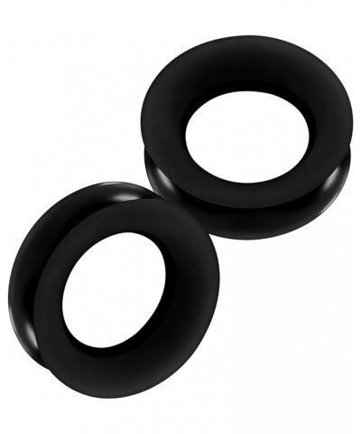 2PCS Silicone Black Double Flared Saddle Stretcher Ear Tunnel Gauge Plug Earring Lobe Piercing Jewelry Pick Size P:2PCS-1-11/...