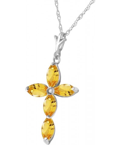 14k Solid Yellow, White, Rose Gold Genuine Diamond and Citrine Cross Pendant Necklace White Gold 22.0 Inches $124.64 Necklaces