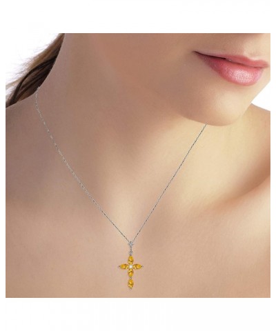 14k Solid Yellow, White, Rose Gold Genuine Diamond and Citrine Cross Pendant Necklace White Gold 22.0 Inches $124.64 Necklaces