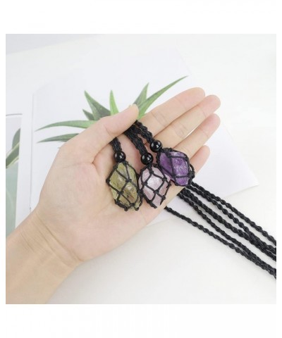 Natural unprocessed crystal raw stone hand woven rope adjustable necklace pendant for both men and women Style5 $6.88 Necklaces