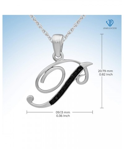 1/20 Carat Black Diamond Initial Letter Pendant Necklace for Women | Customizable .925 Sterling Silver A to Z Alphabet Monogr...