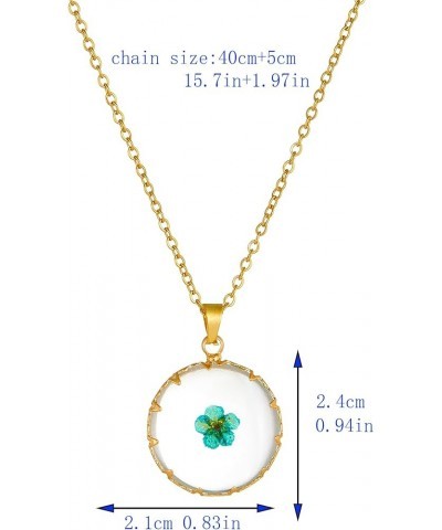 Women Gold Color Dried Flower Necklace Pressed Natural Flower Pendant Necklace for festival gifts (2pcs) Red $7.79 Necklaces