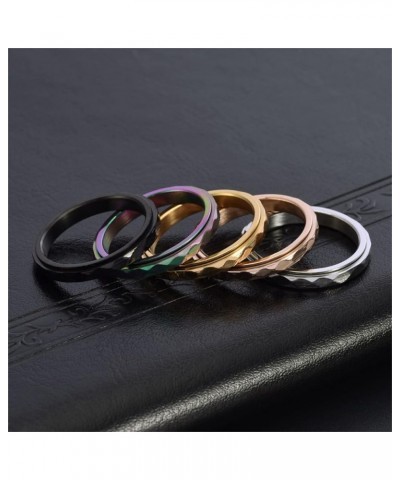 3mm Titanium Steel Anxiety Rings for Women Men Multi-faceted Wedding Band Fidget Rings for Anxiety for Women Rhombus Spinner ...