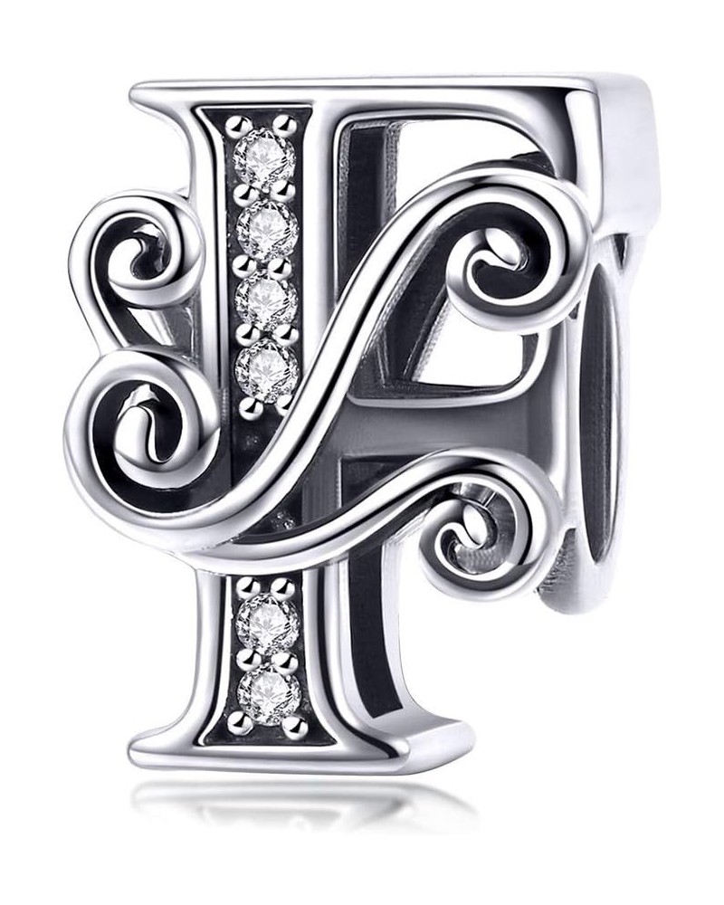 925 Sterling Silver Letter Charms for Pandora Bracelets Alphabet Initial Beads Jewelry Gift for Women Letter F-Forever stand ...