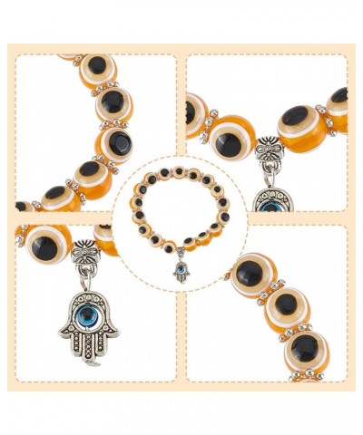 8PCS 8 Colors Evil Eye Beaded Bracelet Hamsa Hand Evil Eye Bracelet for Women Men Bead Stretch Evil Eye Bracelet for Protecti...