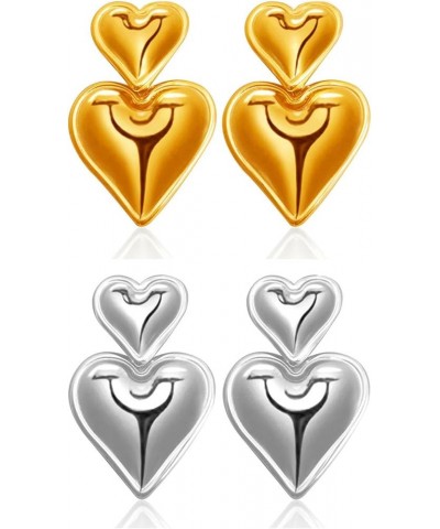 Heart Earrings Gold Stud Earrings For Women Gold Dangle Earrings Stainless Steel Gold Heart Earrings 18K Gold Dainty Earrings...