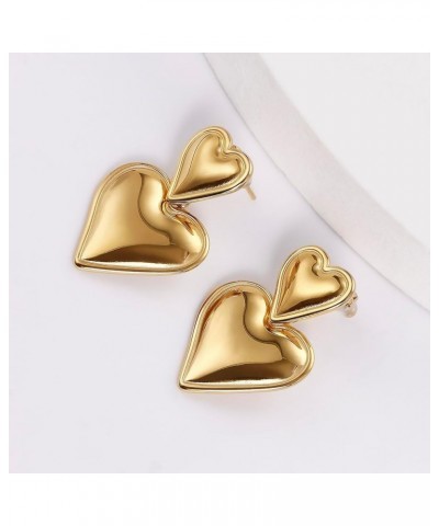 Heart Earrings Gold Stud Earrings For Women Gold Dangle Earrings Stainless Steel Gold Heart Earrings 18K Gold Dainty Earrings...