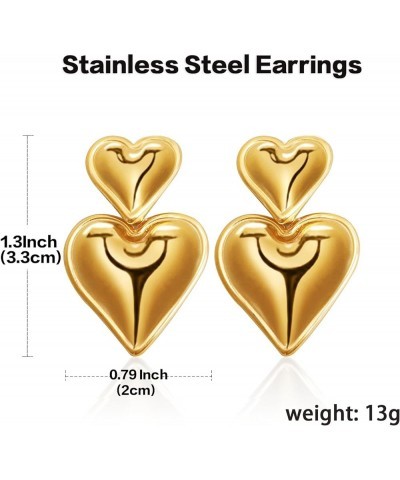 Heart Earrings Gold Stud Earrings For Women Gold Dangle Earrings Stainless Steel Gold Heart Earrings 18K Gold Dainty Earrings...