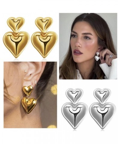 Heart Earrings Gold Stud Earrings For Women Gold Dangle Earrings Stainless Steel Gold Heart Earrings 18K Gold Dainty Earrings...