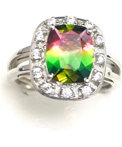 R6310W New Water Melon Color Mt St Helens Helenite Cushion Cut 7x9mm 2,5ct Sterling Silver Ring $40.20 Rings