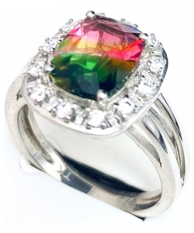 R6310W New Water Melon Color Mt St Helens Helenite Cushion Cut 7x9mm 2,5ct Sterling Silver Ring $40.20 Rings