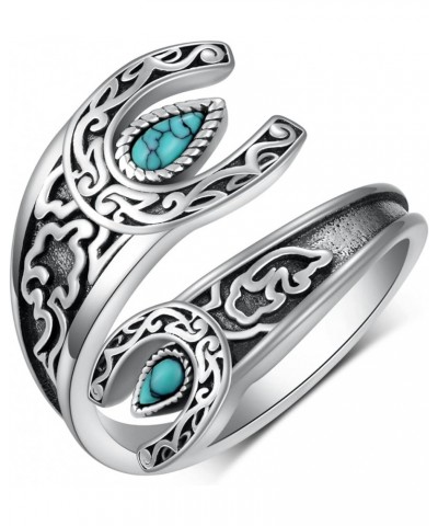 Turquoise Ring 925 Sterling Silver Turquoise Thumb Ring Western Jewelry for Women Girls Horseshoe $21.31 Rings