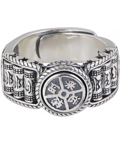 Tibetan Buddhist Prayer Wheel Rings S925 Sterling Silver Spinner Mantra Ring Fortune Lucky for Wealth and Happiness Adjustabl...