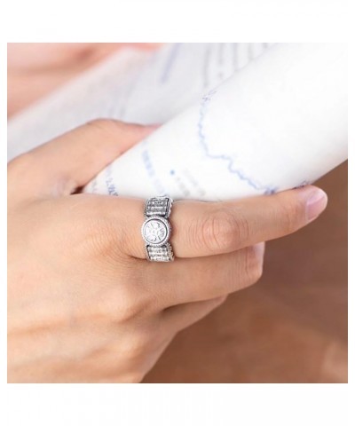 Tibetan Buddhist Prayer Wheel Rings S925 Sterling Silver Spinner Mantra Ring Fortune Lucky for Wealth and Happiness Adjustabl...