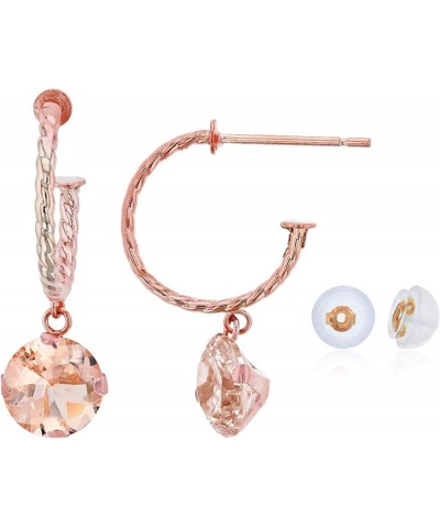 10K Rose Gold 12mm Rope Half-Hoop with 6mm Round Martini Drop Earring with Silicone Back morganite $34.32 Earrings