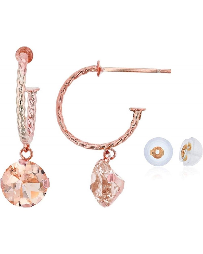 10K Rose Gold 12mm Rope Half-Hoop with 6mm Round Martini Drop Earring with Silicone Back morganite $34.32 Earrings