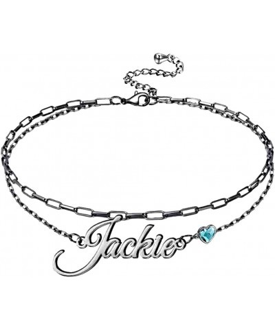 Personalized Name Ankle Bracelet 925 Sterling Sliver Double Layered Customized Name Ankle Bracelet Layered Chain Custom Jewel...