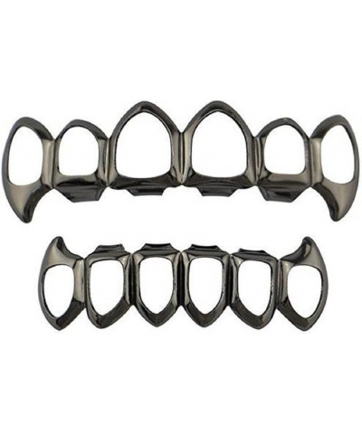 Open Face Outline Grills 6 Teeth Top and Bottom Set Hip Hop Teeth Black $7.99 Body Jewelry