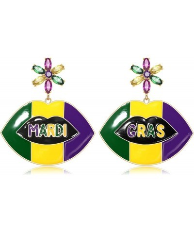 Mardi Gras Earrings for Women Glitter Fleur De Lis Mask Dangle Earrings Sparkly Rhinestone Bead Happy MARDI GRAS Skull Dangli...