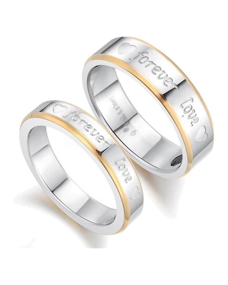 2pcs "Forever Love" Stainless Steel Promise Rings for Couple Wedding Engagement Band (Pack in Box) Men Size 7 & Women Size 8 ...