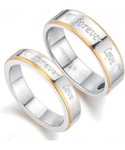 2pcs "Forever Love" Stainless Steel Promise Rings for Couple Wedding Engagement Band (Pack in Box) Men Size 7 & Women Size 8 ...